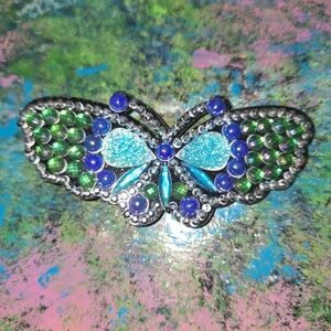 Blue and Green Butterfly Hair Clip
